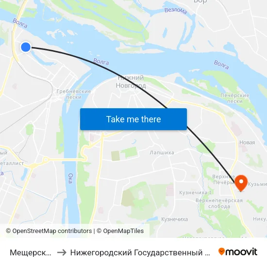 Мещерское Озеро to Нижегородский Государственный Технический Университет map