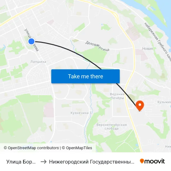 Улица Бориса Панина to Нижегородский Государственный Технический Университет map