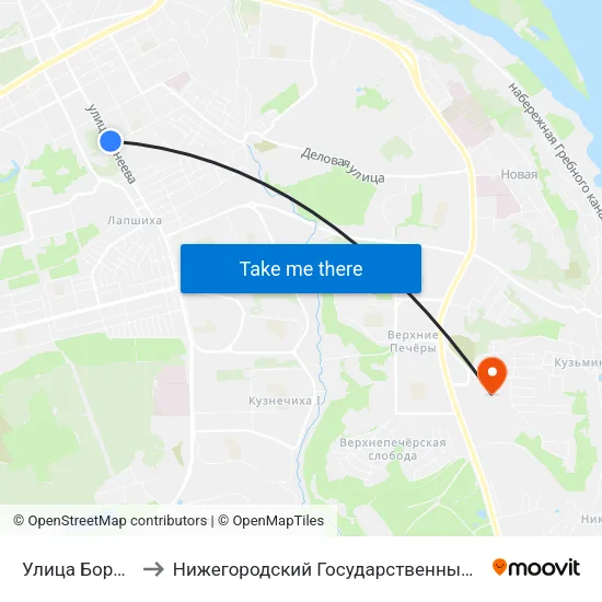 Улица Бориса Панина to Нижегородский Государственный Технический Университет map