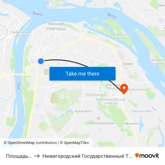 Площадь Лядова to Нижегородский Государственный Технический Университет map