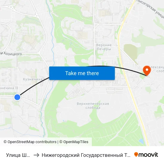 Улица Штеменко to Нижегородский Государственный Технический Университет map