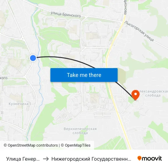Улица Генерала Ивлиева to Нижегородский Государственный Технический Университет map