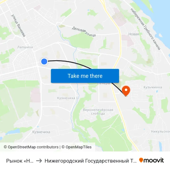 Рынок «Нагорный to Нижегородский Государственный Технический Университет map