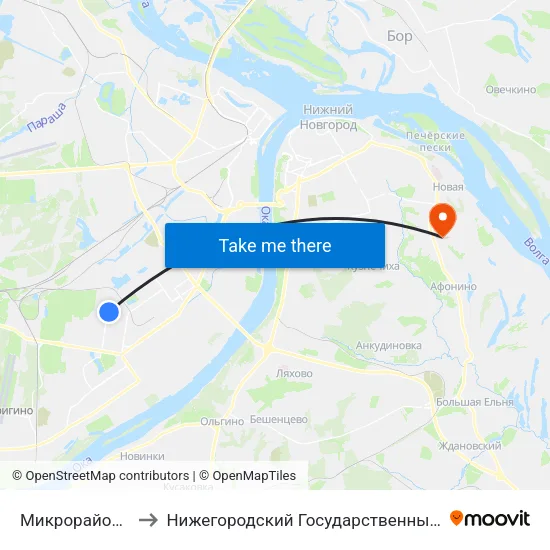 Микрорайон Соцгород-2 to Нижегородский Государственный Технический Университет map