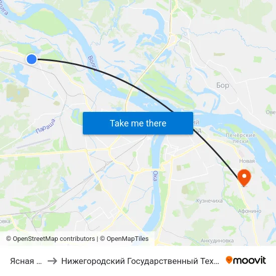 Ясная Улица to Нижегородский Государственный Технический Университет map