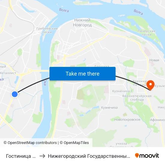 Гостиница «Заречная» to Нижегородский Государственный Технический Университет map