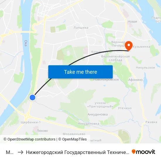 Мыза to Нижегородский Государственный Технический Университет map