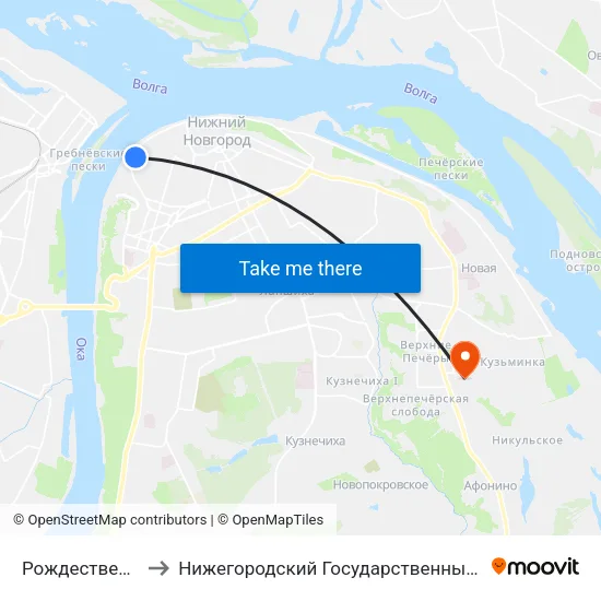 Рождественская Улица to Нижегородский Государственный Технический Университет map