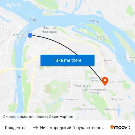 Рождественская Улица to Нижегородский Государственный Технический Университет map