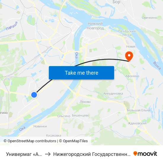 Универмаг «Автозаводский» to Нижегородский Государственный Технический Университет map