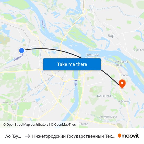Ао "Бумснаб" to Нижегородский Государственный Технический Университет map
