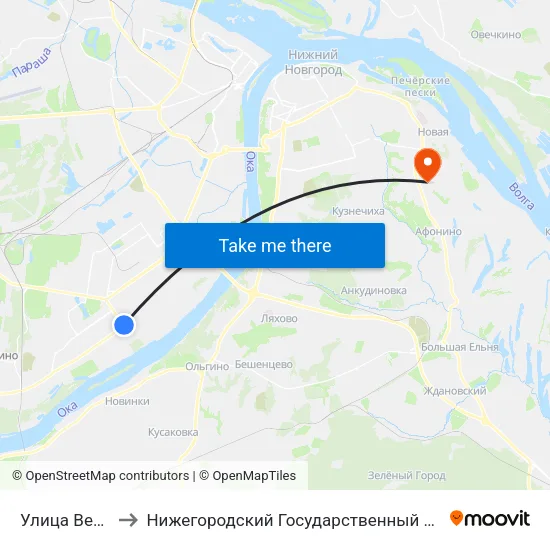 Улица Веденяпина to Нижегородский Государственный Технический Университет map