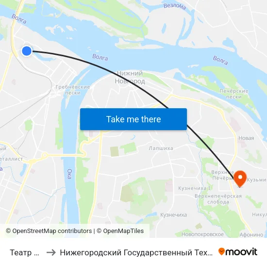 Театр «Вера» to Нижегородский Государственный Технический Университет map