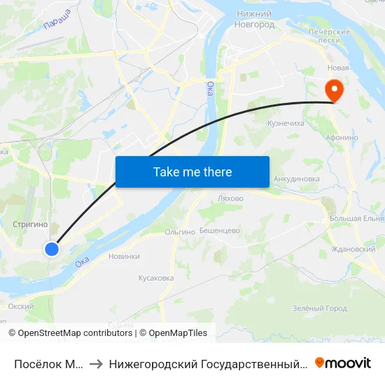 Посёлок Мостотряда to Нижегородский Государственный Технический Университет map