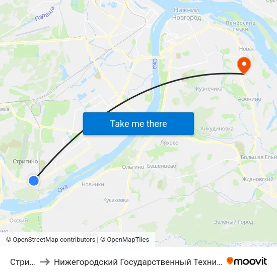 Стригино to Нижегородский Государственный Технический Университет map