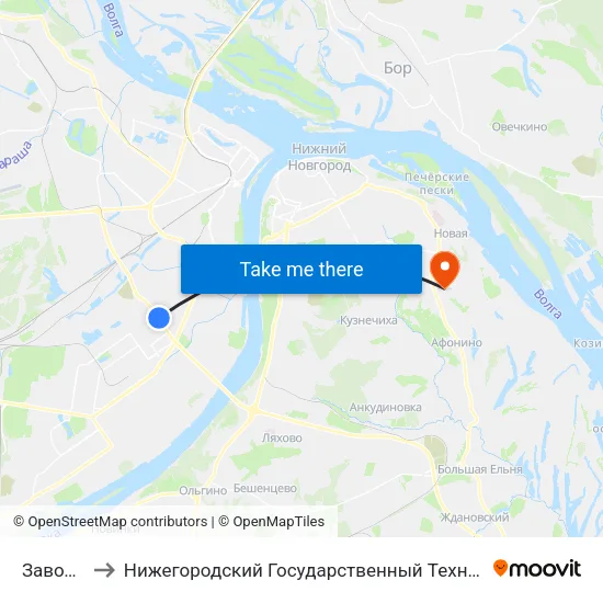 Заводская to Нижегородский Государственный Технический Университет map