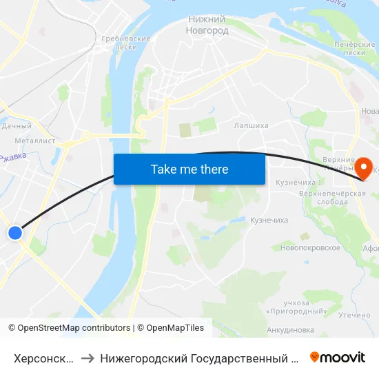 Херсонская Улица to Нижегородский Государственный Технический Университет map