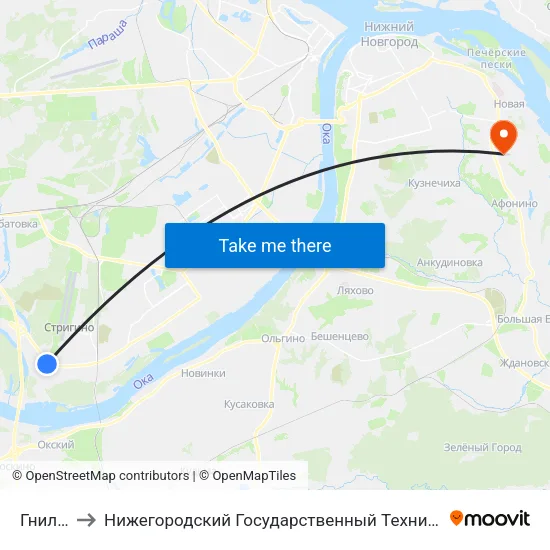 Гнилицы to Нижегородский Государственный Технический Университет map