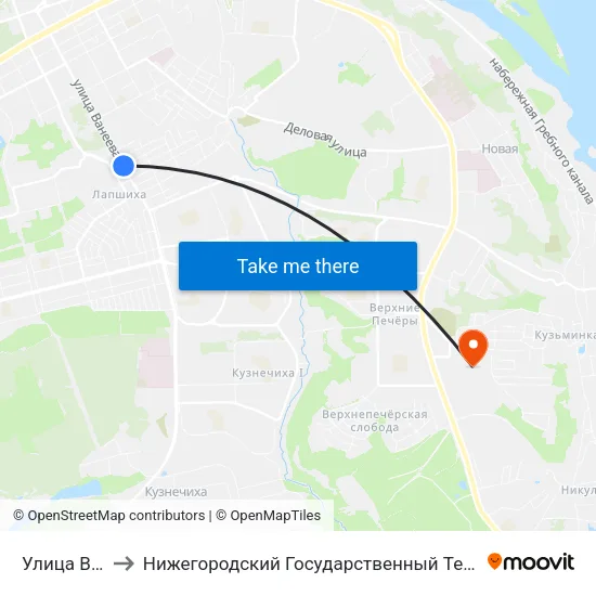 Улица Ванеева to Нижегородский Государственный Технический Университет map