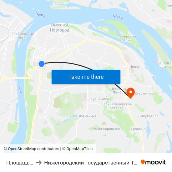 Площадь Лядова to Нижегородский Государственный Технический Университет map