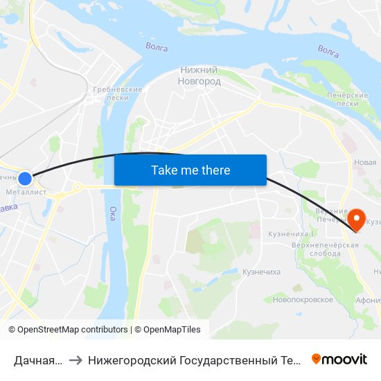 Дачная Улица to Нижегородский Государственный Технический Университет map