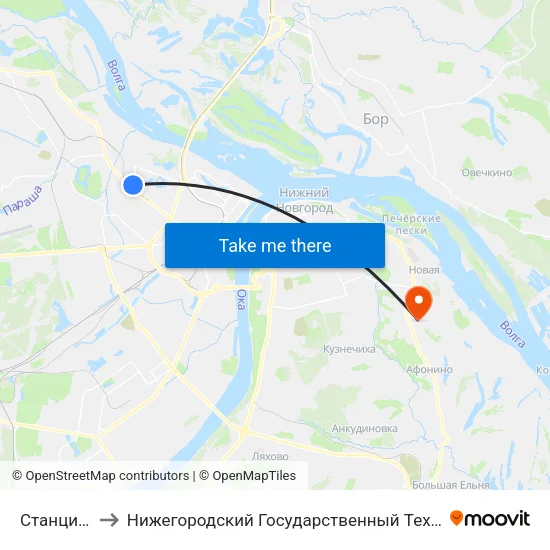 Станция Варя to Нижегородский Государственный Технический Университет map