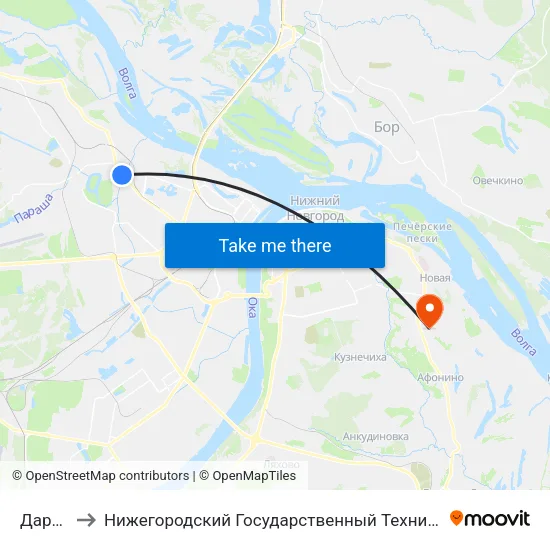 Дарьино to Нижегородский Государственный Технический Университет map
