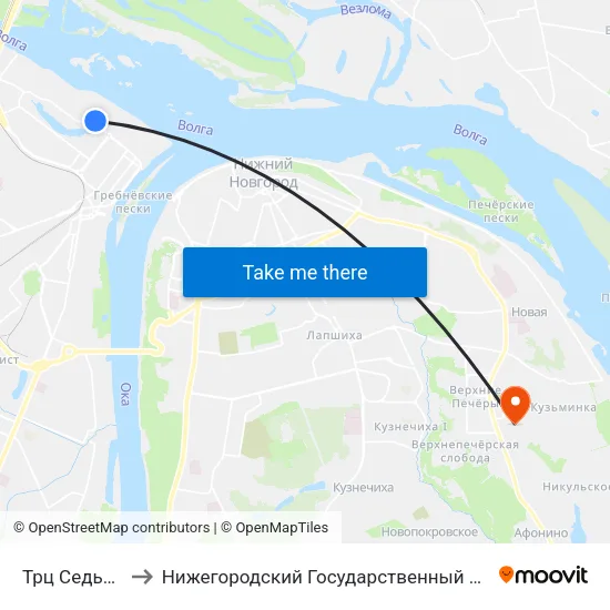 Трц Седьмое Небо to Нижегородский Государственный Технический Университет map