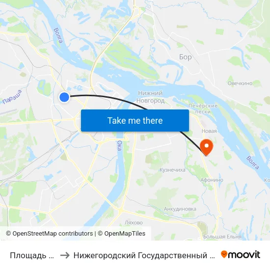 Площадь Кольцова to Нижегородский Государственный Технический Университет map