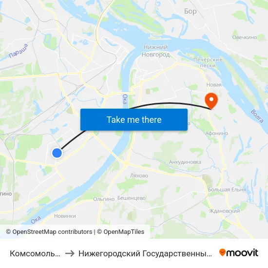 Комсомольская Улица to Нижегородский Государственный Технический Университет map