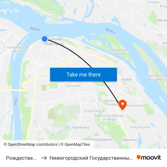 Рождественская Улица to Нижегородский Государственный Технический Университет map