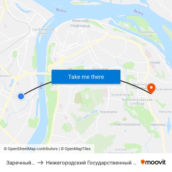 Заречный Бульвар to Нижегородский Государственный Технический Университет map
