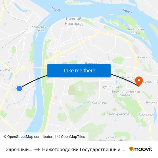 Заречный Бульвар to Нижегородский Государственный Технический Университет map