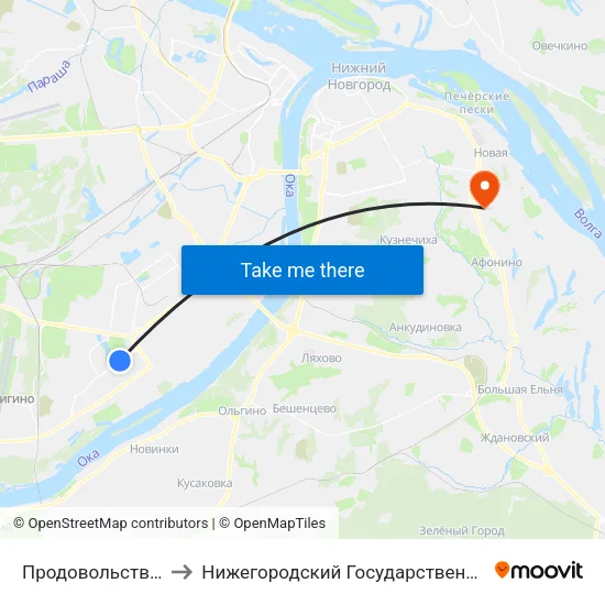 Продовольственный Магазин to Нижегородский Государственный Технический Университет map