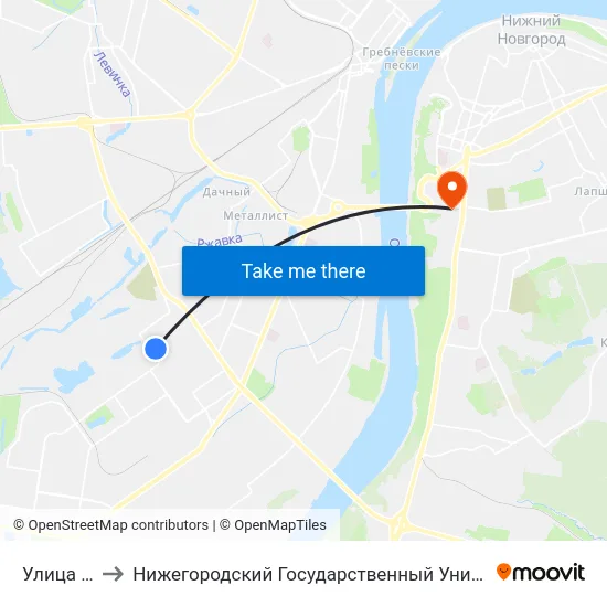 Улица Прямая to Нижегородский Государственный Университет Им. Н. И. Лобачевского map