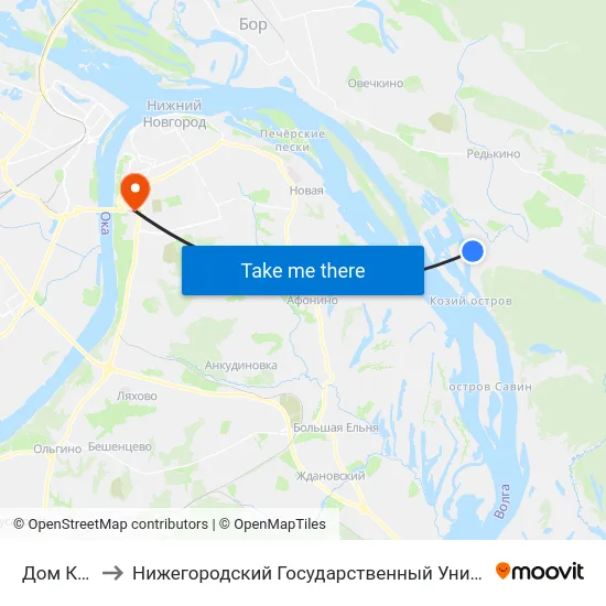 Дом Культуры to Нижегородский Государственный Университет Им. Н. И. Лобачевского map