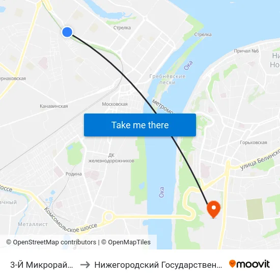 3-Й Микрорайон Мещерского Озера to Нижегородский Государственный Университет Им. Н. И. Лобачевского map