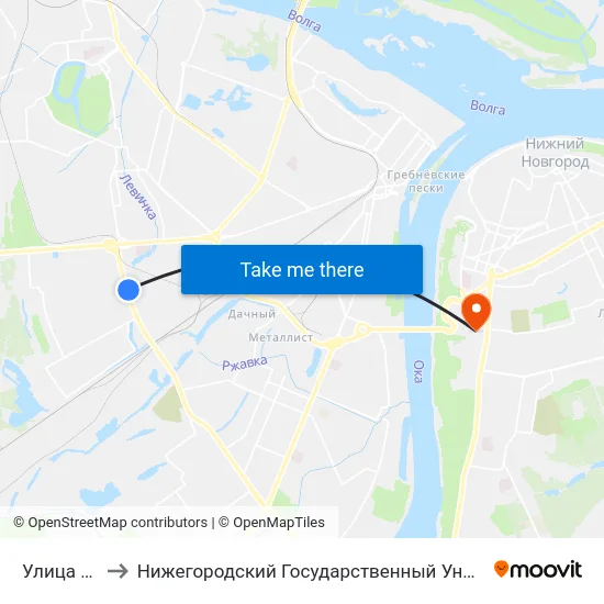 Улица Ближняя to Нижегородский Государственный Университет Им. Н. И. Лобачевского map