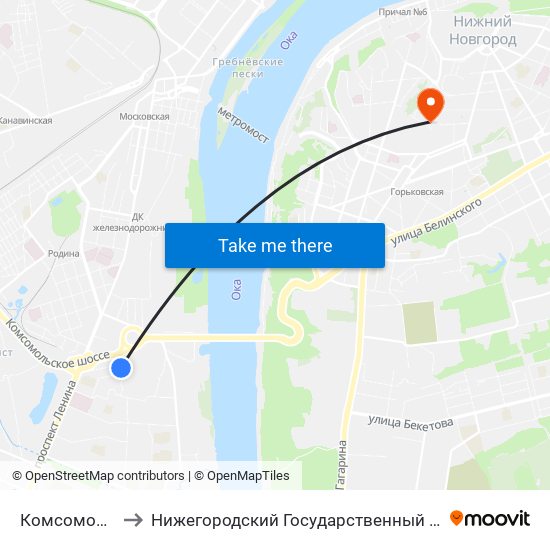 Комсомольское Шоссе to Нижегородский Государственный Университет Им. Н. И. Лобачевского map