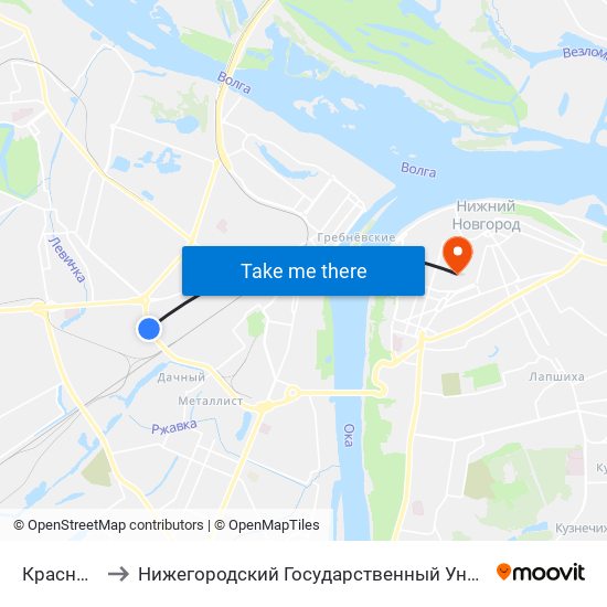Красный Якорь to Нижегородский Государственный Университет Им. Н. И. Лобачевского map