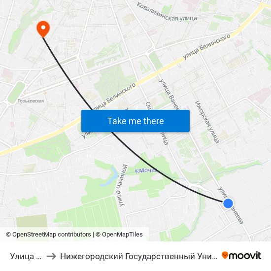 Улица Ванеева to Нижегородский Государственный Университет Им. Н. И. Лобачевского map