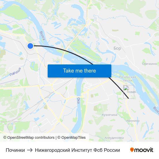 Починки to Нижегородский Институт Фсб России map