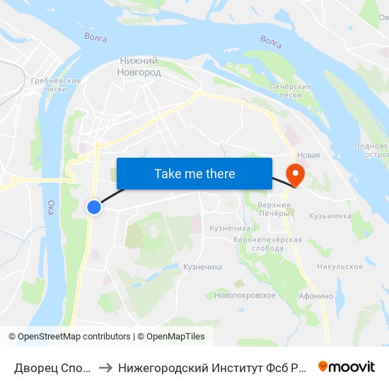 Дворец Спорта to Нижегородский Институт Фсб России map