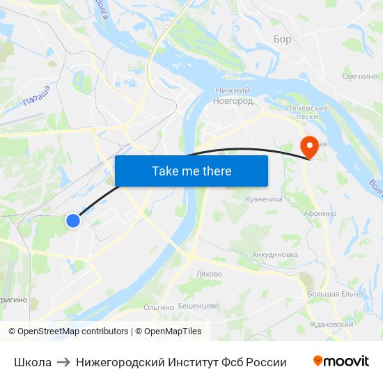 Школа to Нижегородский Институт Фсб России map