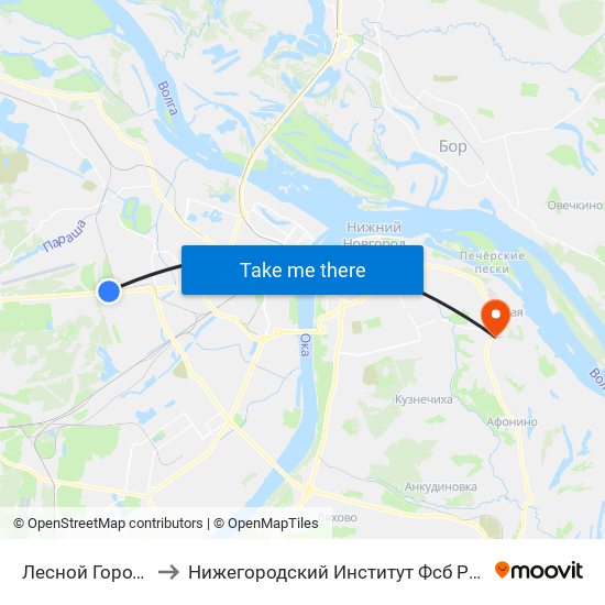 Лесной Городок to Нижегородский Институт Фсб России map
