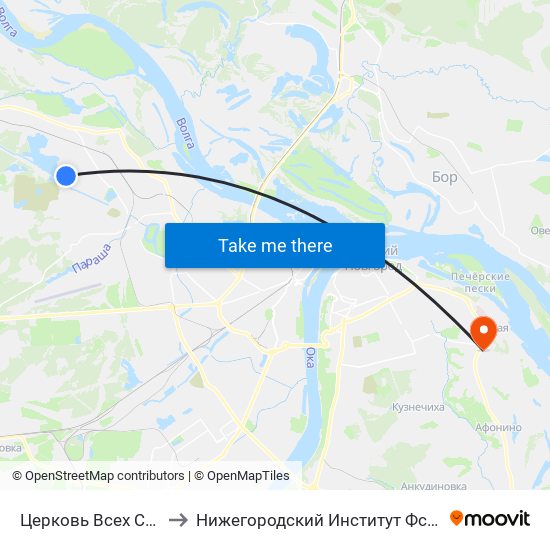 Церковь Всех Святых to Нижегородский Институт Фсб России map