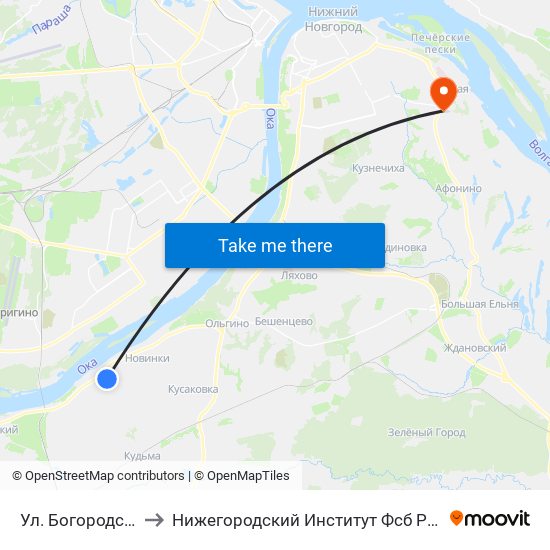 Ул. Богородская to Нижегородский Институт Фсб России map