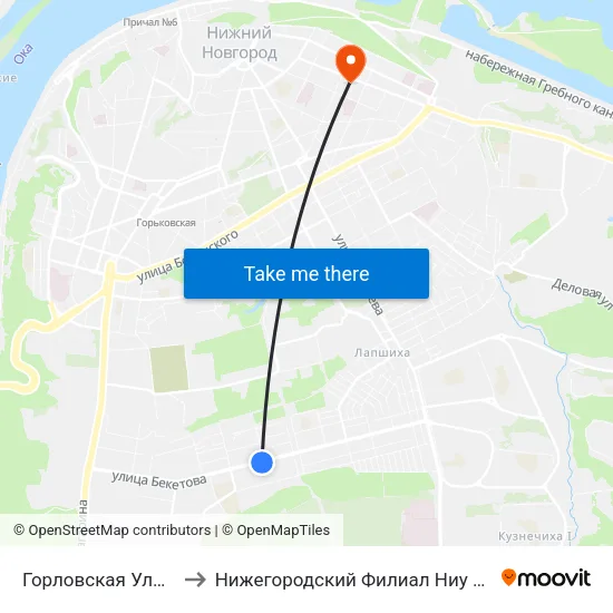Горловская Улица to Нижегородский Филиал Ниу Вшэ map