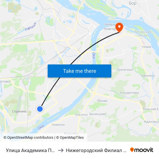 Улица Академика Павлова to Нижегородский Филиал Ниу Вшэ map