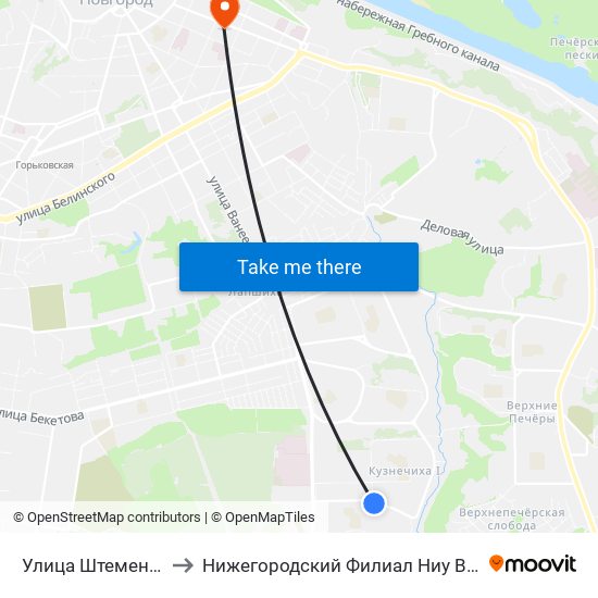 Улица Штеменко to Нижегородский Филиал Ниу Вшэ map